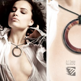 Dual,  pendant made of steel and olive wood  Dual,  pendant made of steel and olive wood